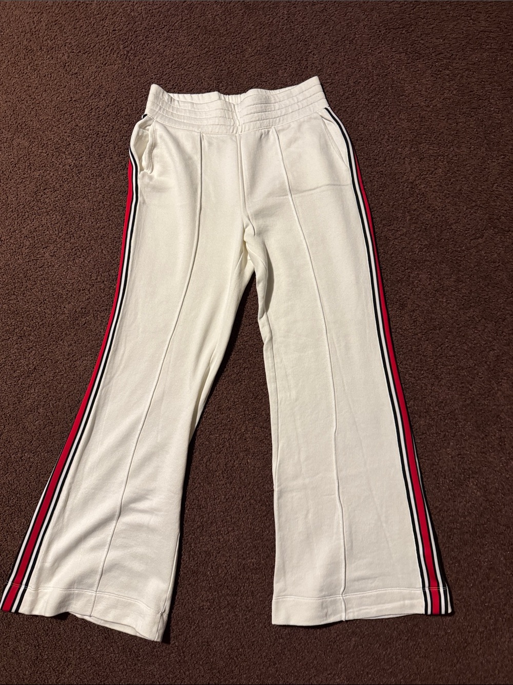 GAP White Sweatpants with Red and Black Side Stripes